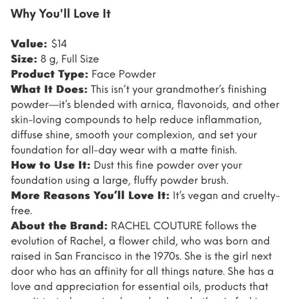 RACHEL COUTURE Translucent Powder in Medium - Picture 2 of 2